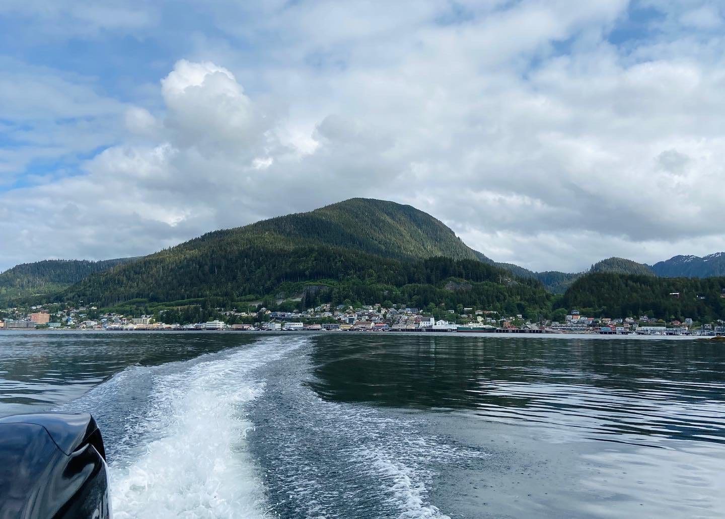 View of Ketchikan from the stern of a Zodiac